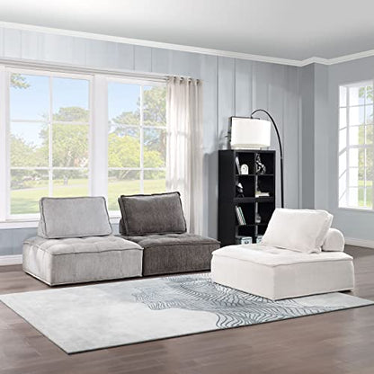 KEVINSPACE 41.3" Modular Sectional Sofa Couch, Armless Floor Chair with Black Legs and Pillow, Fabric Convertible Sofa, Variable Sectional Sofa for Living Room, Free Combination Gray Black - color: 41.3" Black