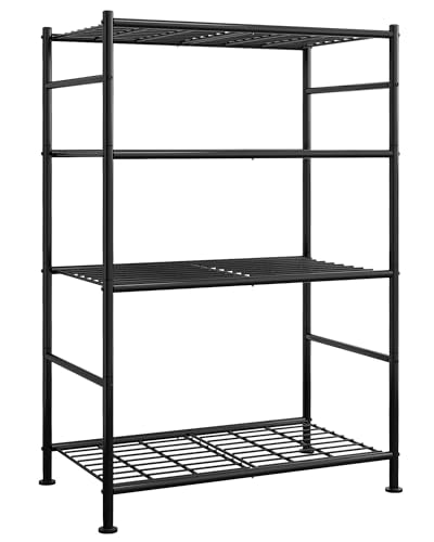 Sakugi Storage Shelves - 4 Tier Shelf Organizer, Heavy Duty Garage Shelving Unit with Leveling Feet, Stable Metal Shelves Organizer for Pantry, Kitchen and Closet, 33.0" W x 12.6" D x 57.2" H, Black - color: Black, size: 33.0W×12.6D×57.2H(4T)