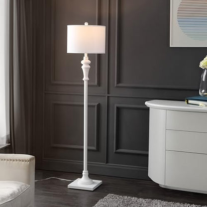 SAFAVIEH Lighting - Norla 61-Inch Standing Floor Lamp - White - Fabric Drum Shade - Traditional Slim-Pole Design - Ideal for Living Room, Bedroom, Home Office - LED Bulb Included (FLL4082B) - color: White