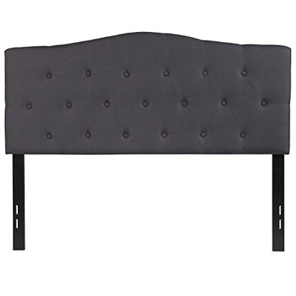 EMMA + OLIVER Dark Gray Full Tufted Headboard | Adjustable Bed Rail Slots, Fabric Upholstered - color: Dark Gray, size: Full