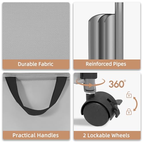 STORAGE MANIAC Rolling Laundry Hamper with Lid, 23.7 Gal (90 L) Large Tall Laundry Basket with Wheels & Handles, Aesthetic Dirty Clothes Hamper for Small Space, Dorm, Apartment, College, Gray - color: Gray