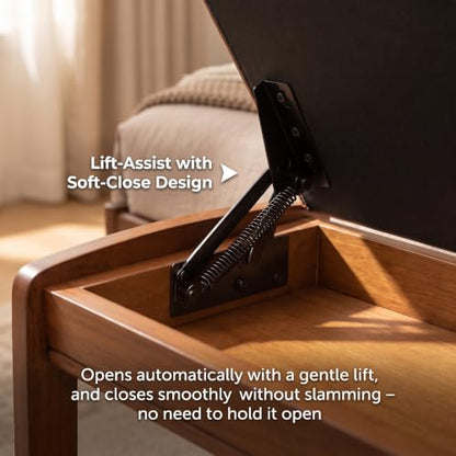 Shoe Storage Bench Shoe Rack Bench with Storage 2 Tier Wooden Shoe Rack | Solid wood shoe bench flip-top storage cushioned seat weight capacity of 550 lb side hooks walnut finish 31.5" W - size: 31.5"