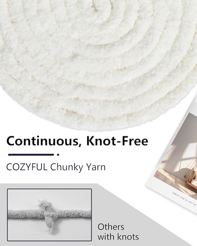 Cozyful Chunky Yarn for Hand Knitting, #9 Thick Jumbo Big Chunky Yarn for Crocheting, Super Chunky Knit Blanket Yarns, Large Chunky Chenille Yarns, 8 Pack (30 yds 8 oz Each Skein), Cream - color: Cream