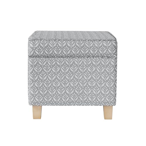 HomePop 18" Classic Square Storage Ottoman - Light Grey Print - color: Light Grey