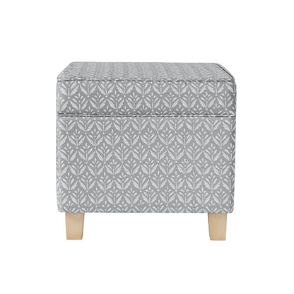 HomePop 18" Classic Square Storage Ottoman - Light Grey Print - color: Light Grey
