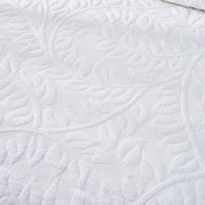 MarCielo 100% Cotton Quilt Set - 3-Piece Embroidered Farmhouse Bedspread & Shams, All-Season Breathable Bedding (Bright White,Queen) - color: Bright White, size: Queen (98" x 90")