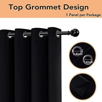 BONZER Room Divider Curtain Grommet Thermal Insulated Blackout Curtains | Wide Room Darkening Window Treatment Drapes for Bedroom Living Room, 84L x 70W Inch (7L x 5.8W ft), 1 Panel, Black - color: Black, size: 70"W x 84"L (Pack of 1)