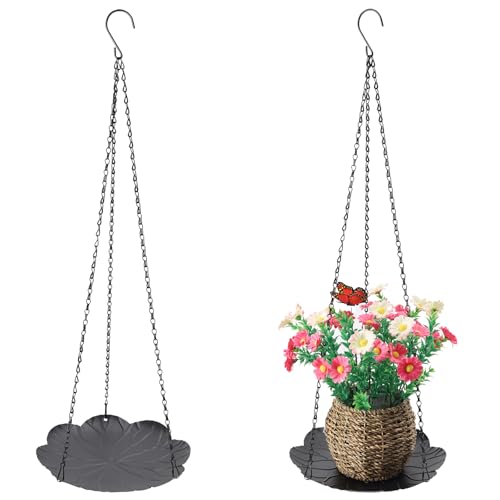 Hanging Planter for Indoor Outdoor, Plant Hanger, Hanging Plant Tray, | Plant Holder, Plant Pot Shelf Basket for Window, Wall, Ceiling, Garden with Chains and Hooks, 2Pcs - style: Leaf