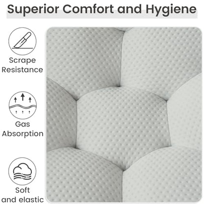 Modular Sectional Sofa,Bubble Couch Set,1 Seater+ Ottoman,Modern Upholstered Bean Bag Sofa Couch Mesh Fabric Lazy Floor Chair Living Roon Sets (Gray) - color: Light Grey, size: 48"+42"