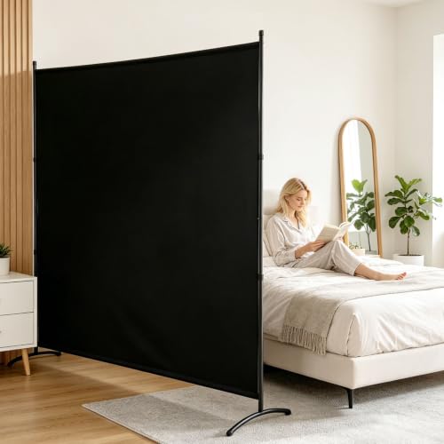 Extra-Wide Single Room Divider,Portable Privacy Screen for Room Separator | Lightweight Portable Wall Divider,Heavier Fabric Panel,Easy to Assemble, Perfect for Room Separation - color: Black, size: 1 Panel