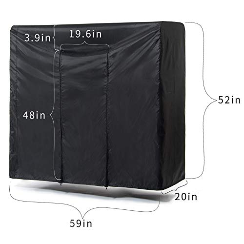 Garment Rack Cover 59" Clothes Rack Cover for Storage, Heavy Duty Dustproof Waterproof Clothes Closet Cover with 2 Full Strong Zipper, Wardrobe Rack Cover for Dance Costume, Dress, Suit（Only Cover）