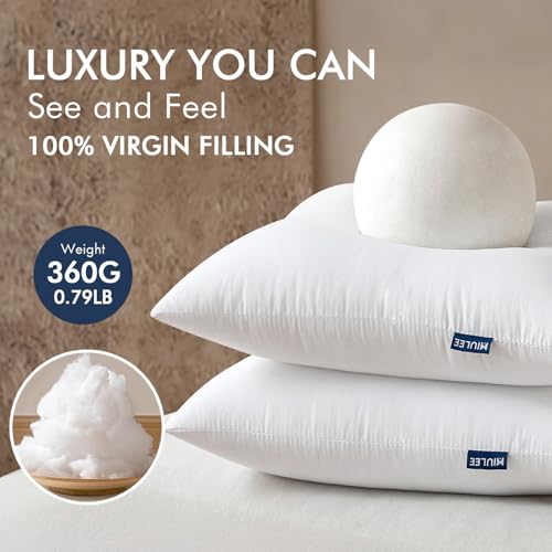 MIULEE 12x20 Throw Pillows Inserts 2 Pack, Decorative Pillows for Couch Bed | 100% Virgin Filling, Full and Fluffy, Lumbar, Back and Neck Support - size: 12x20 Inch