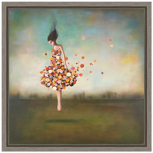 Amanti Art Framed Canvas Wall Art 16x16 Boundlessness in Bloom by Duy Huynh, Framed Wall Art Canvas, Abstract Artwork, Country Rustic Decor, Small Poster Painting for Living Room, Bedroom, Bathroom, - color: Sylvie Greywash, size: 16"L x 16"W
