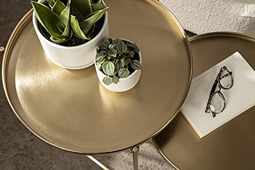 Kate and Laurel Ulani Modern Nesting Side Table; Set of 2; Gold; Sophisticated Glam End Tables for Storage and Display - color: Gold