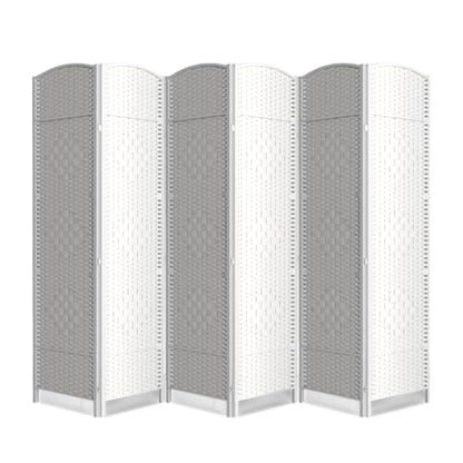 6 Panel Folding Room Divider,Woven Privacy Screen,White | Solid wood frame, handcrafted diamond pattern, 6FT tall, extends to 94.5 inches wide, no assembly required - color: White, size: 6-Panel