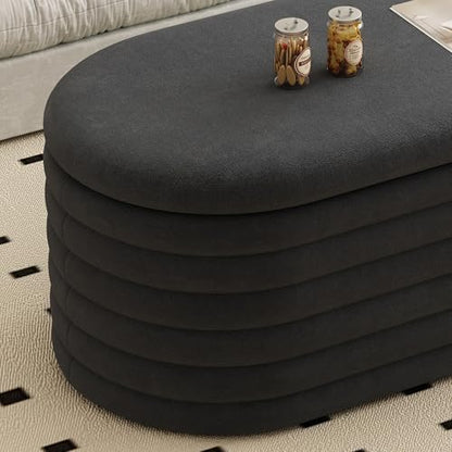 Storage Ottoman Bench 40 inch Upholstered Chenille Fabric Storage Bench for Bedroom End of Bed Stool Aesthetic Large Storag Ottoman for Living Room Entryway,Black | Chenille Fabric Storage Ottoman, End of Bed Stool,Large Bench Hidden Storage,No Assembly,f