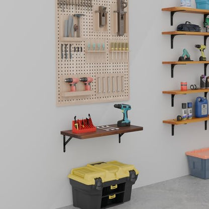 Floating Wall Desk for Home Office,Wall Mounted Table with Pine Wood,24 Inch Workbench for Garage,Work Table with Heavy Duty Brackets for Kitchen,Dining,Laundry,Floating Shelf for Wall - size: 24*14*8.3 Inch