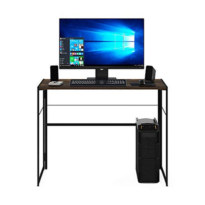 Furinno Riau No Tool/No Assembly/Folding Metal Frame Computer Desk, Rustic Oak/Black, 39 Inch - color: Rustic Oak/Black, size: 39 inches