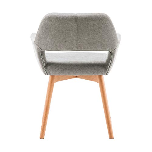 Desk Chair No Wheels Comfy Accent Chair for Living Dining Room Bedroom Vanity Chair Makeup Chair Home Office Mid Century Modern Upholstered Armchair Sofa (Gray, 1) - color: Grey