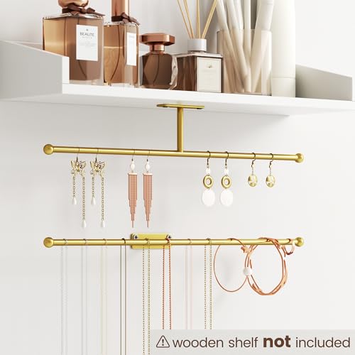 Wall Hanging Jewelry Organizer 12.6", Screws Included, Gold 4-Pack | for Earring, Bracelet, Rings, Hairband, Sunglasses - color: Gold, size: 4 Pack