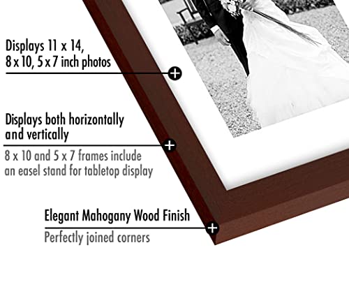 Americanflat Gallery Wall Frame Set of 7 - Mahogany | Includes one 11x14, two 8x10 and four 5x7, shatter-resistant glass, hanging hardware included - color: Mahogany, style: 7 Pack