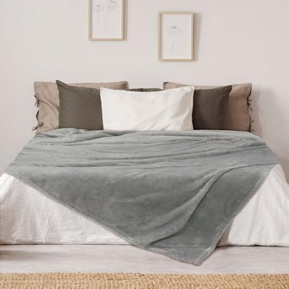 DEZ FURNISHINGS Ultra Soft Plush Fleece Throw Blanket, Double Sided Cozy Thick Warm Blanket for Sofa & Bed, Throw XL (60" x 70"), Light Gray - color: Light Gray, size: Throw XL (60" x 70")