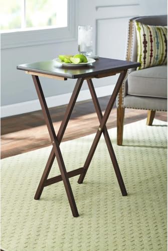 Foldable Rubberwood TV Tray Table, Elegant Walnut Tone – Lightweight Carry-and-Use Design for Living Room, Bedroom or Balcony, Reliable Folding Mechanism for Daily Use