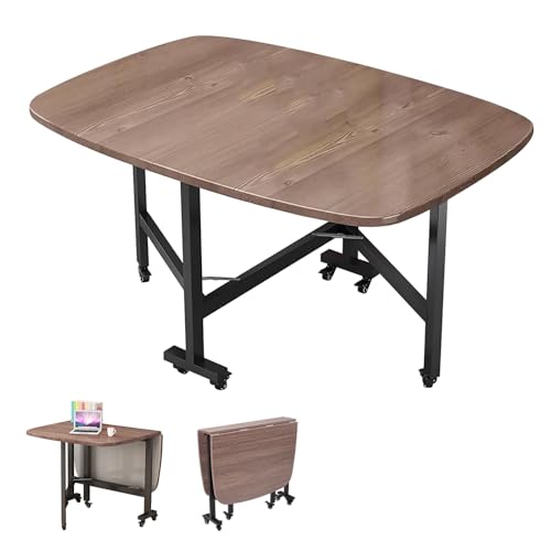 Multifunction Table Drop Leaf Dining Table, Foldable Kitchen Table Multifunction Space Saving Table For Dining Room Home Office, Easy To Fold And Unfold, Multifunction Expandable Table(Walnut,100x60x7 - color: Walnut, size: 100x60x75cm