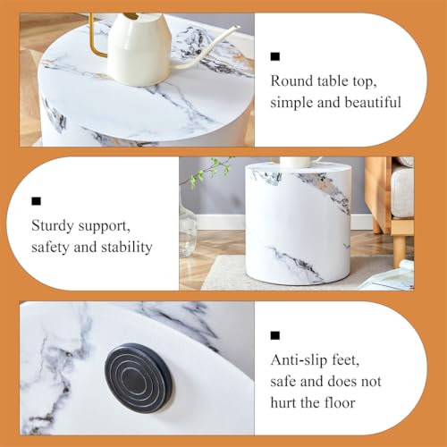 Round Coffee Tables Set for 3, Living Room Table and End Tables, White Faux Marble Coffee Table and Side Table, Center Tables Set, No Assembly Required - Ready to Use - color: 24'' Marble White, size: 24'' Coffee Table Set of 3