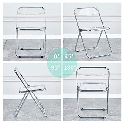 Stackable Transparent Dining Chair - Metal Frame, Plastic Accent Chair for Kitchen, Living Room, Bedroom - Space Saving, Stylish Design，Black 47x48x76cm(19x19x30inc - color: Black