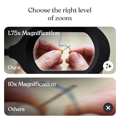 Brightech LightView Pro Magnifying LED Desk Lamp with Flexibility & Durability, 3 in 1 LED Glass Magnifier, Work Light for Hobbies & Reading - Black - color: Black
