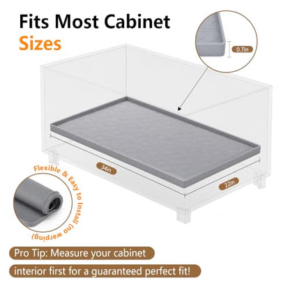 34"x22" Silicone Under Sink Mat Waterproof Cabinet Liner(Gray) | Leak-Proof Silicone Cabinet Protector with Raised Edges, Keeps Kitchen & Bathroom Cabinets Safe from Water Damage - color: Gray