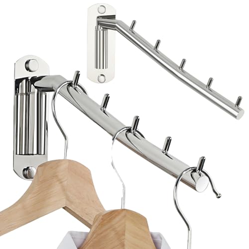 Alise Wall Mounted Drying Rack,Swivel Clothes Drying Hangers,Chrome,2 Pcs | Space Saving Clothes Rack,Heavty Duty Stainless Steel Clothes Wall Drying Rack for Laundry Closet Bathroom - color: Chrome, size: 1005 (2 Pack)