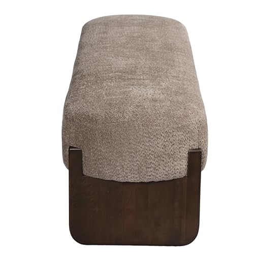 Christopher Knight Home Arden Minimalist Style Rectangular Loop Yarn Fabric Ottoman Bench, Rubberwood Frame, Entryway Bench, Living Room Sofa Extra Seat, End of Bed Footstool, Brown+Brown - color: Brown+brown