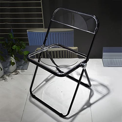 Stackable Transparent Dining Chair - Metal Frame, Plastic Accent Chair for Kitchen, Living Room, Bedroom - Space Saving, Stylish Design，Dark Black 47x48x76cm(19x19x - color: Dark Black