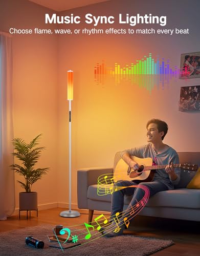 OUTON Bright Smart Floor Lamp with Remote, App & Touch Control, RGB Color Changing Standing Lamp, 2200K-6500K Dimmable, 3 Adjustable Heights, 32 Scenes for Living Room Bedroom Office,Grey - color: Gray
