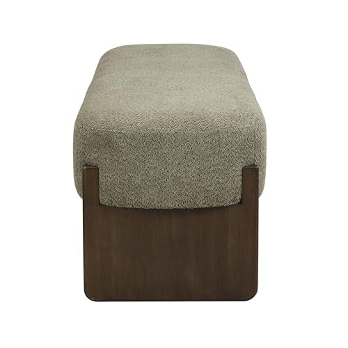 Christopher Knight Home Arden Minimalist Loop Yarn Fabric Dining Bench, Wooden Entryway Ottoman Bench, Modern Living Room Sofa Ottoman Footrest, Bedroom End of Bed Bench, Dark Green+Brown - color: Dark Green+brown