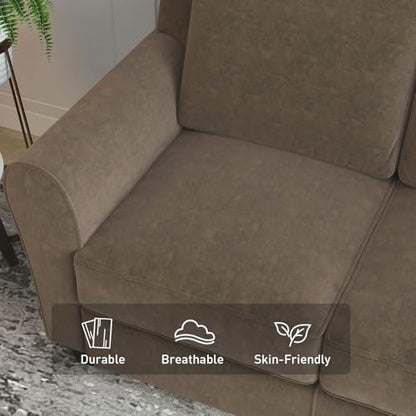 Bonzy Home 2 Piece Sofa Set, 2-Seater & 3-Seater Sofa Couch, Modern Comfy Living Room Set with Thick Cushion, Ideal for Apartment Office, Brown - color: Brown, size: 80.7" + 58"(3 + 2 Seat)