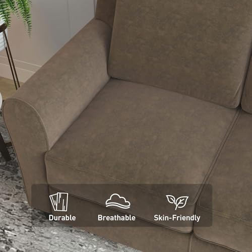 Bonzy Home 2 Piece Sofa Set, 3-Seater Sofa Couch Set of 2, Modern Comfy Sofa with Thick Cushion for Living Room Apartment Office, Brown - color: Brown, size: 80.7"+80.7"(3 + 3 Seat)