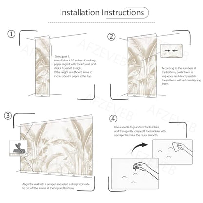 AFZEVEB-Tropical Banana Leaf Peel and Stick Wallpaper Walls Mural - color: X809, size: 157" x 108"