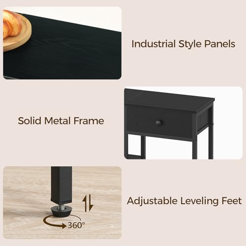 TV Stand with 3 Fabric Drawers for up to 50 Inch TV, 47.2" Industrial Media Console, Entertainment Center with Shelves for Living Room, Bedroom, Home Office, Black DS12BB - color: Black
