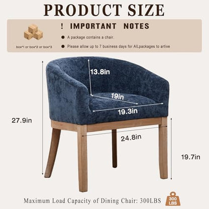 Modern Upholstered Barrel Dining Chair Set of 6, Natural Hardwood Frame, Farmhouse Linen Chairs for Dining Room, Kitchen(Blue) - color: Blue, size: Set of 6