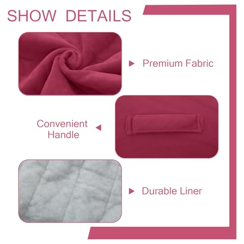 MeMoreCool Round Pouf Ottoman Foot Rest 20x15 Inches, Burgundy | Wine Red Round Pouf Footstool, Soft Foam Stuffed Circle Foot Rest for Living Room - color: Striped Magenta