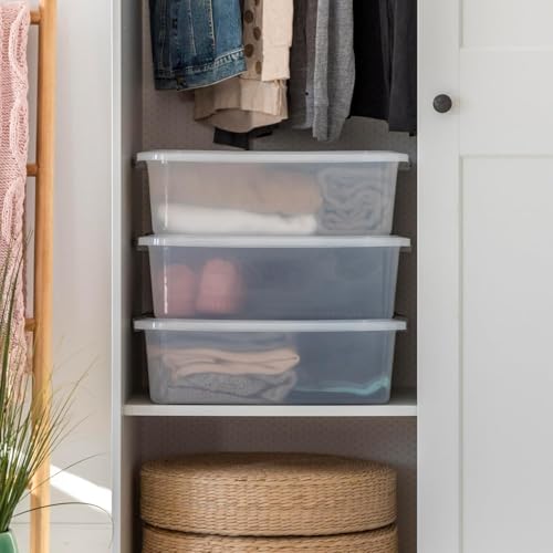 IRIS USA 3-Pack, 33 Qt. Under Bed Storage Bin with Lids, Clear | Store seasonal clothing, shoes, blankets, linens and household essentials neatly under beds to maximize storage space - style: 33 Qt. Short - 3 Pack