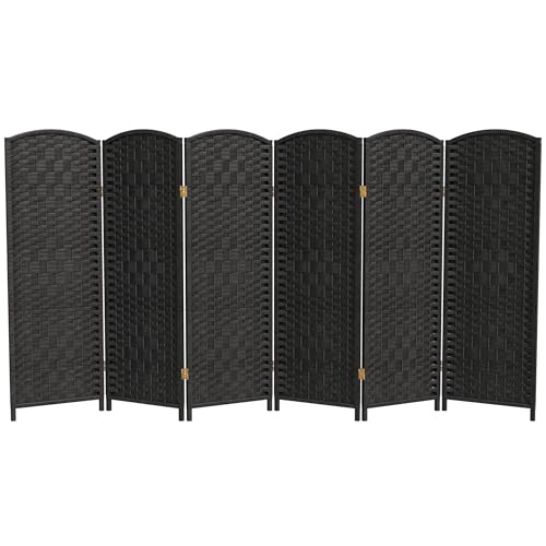 Red Lantern 4 ft. Short Diamond Weave Fiber Folding Screen - Black - 6 Panel - color: Black, size: 6 Panel