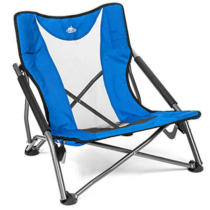 Cascade Mountain Tech Folding Camp Chair for Camping, Beach, Picnic, Barbqeues, Sporting Events with Carry Bag - color: Royal Blue