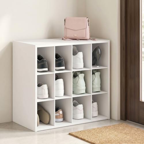 15-Cube Shoe Organizer, Stackable Shoe Rack, Shoe Storage, 11.4 x 24.2 x 19.3, for Office, Closet Entryway, Garage, White - color: White, size: 15 Cube