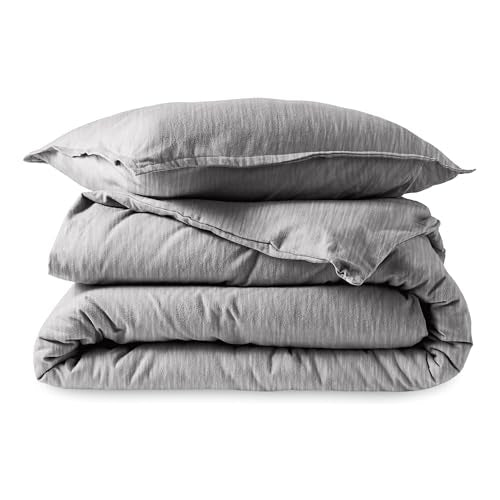 Bare Home Flannel Duvet Cover Set (Twin/Twin XL, Heather Light Grey) | 100% Cotton, Velvety Soft, Heavyweight, Premium Flannel, Double Brushed, Includes Sham Pillow Cover - color: 12 - Heather Light Grey (No Comforter), size: Twin/Twin XL