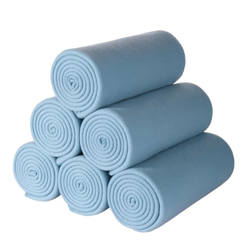 CAI TENG Fleece Throw Blankets Lightweight Warm Soft Cozy Kids Blanket Pet-Friendly Bulk Fleece Blanket Solid for Home, Bed, Sofa, Dorm, Office, Gifts, Outdoor Washed Blue 6 Pack 50 x 60 inch - color: Washed Blue
