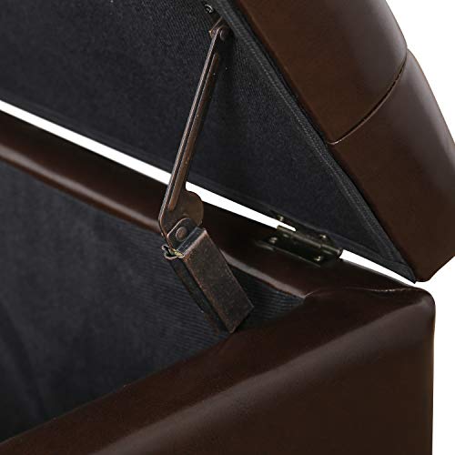 Adeco Bonded Leather Square Tufted Storage Footstool, 18" ottoman, Dark Brown - color: Dark Brown